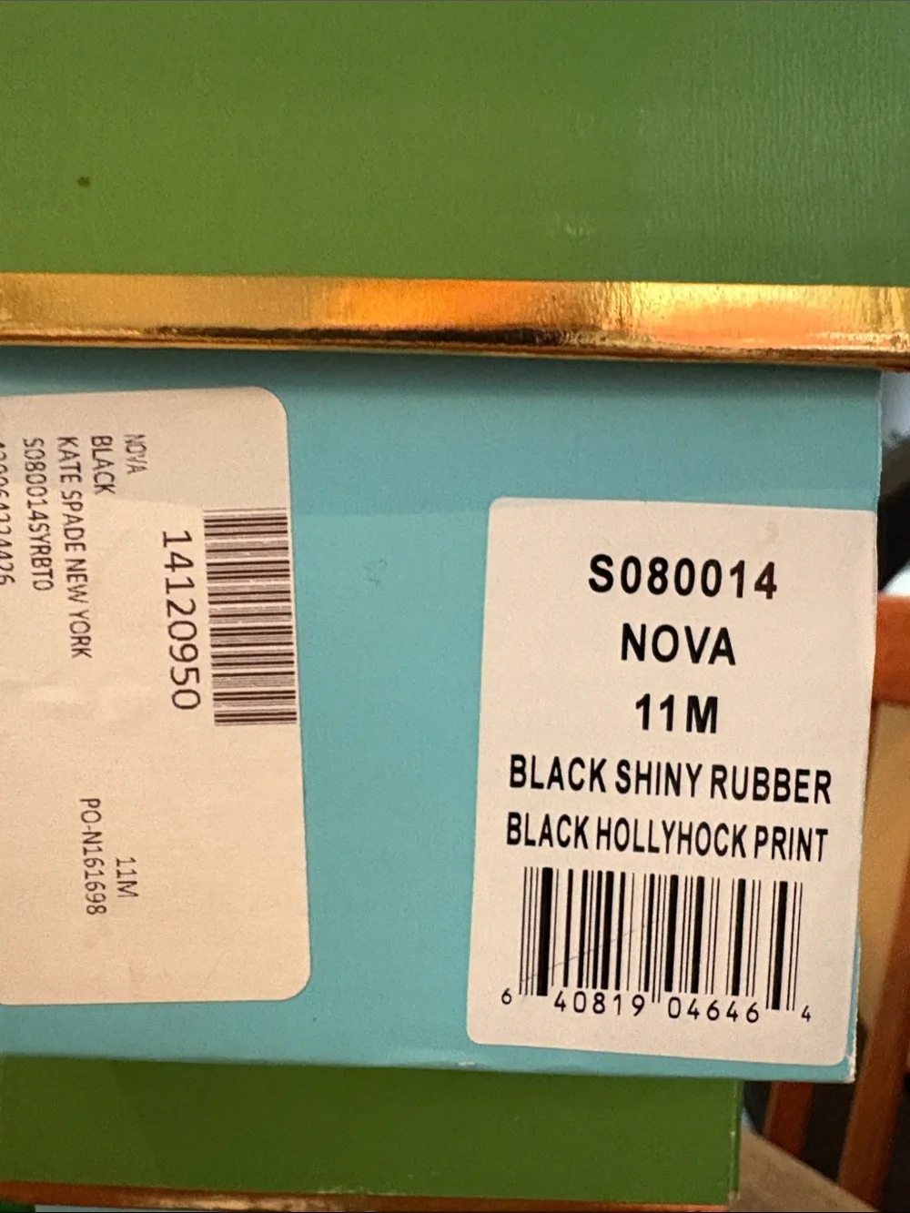Kate Spade NOVA Sandals Flip Flops Black Shiny Rubber Hollyhock Print NIB s11